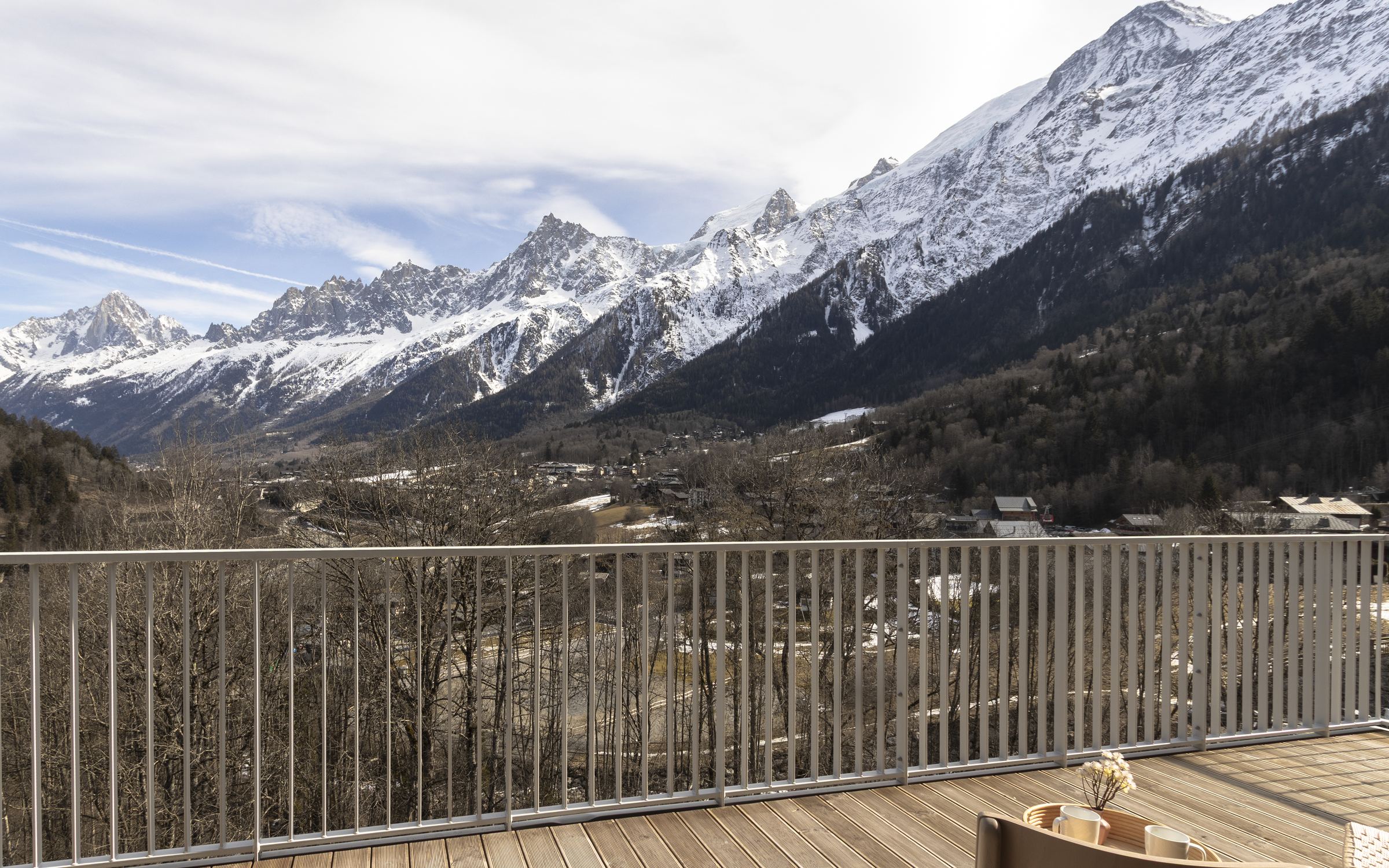 The Mont Blanc massif seen from the Apartment Leo living-room balcony